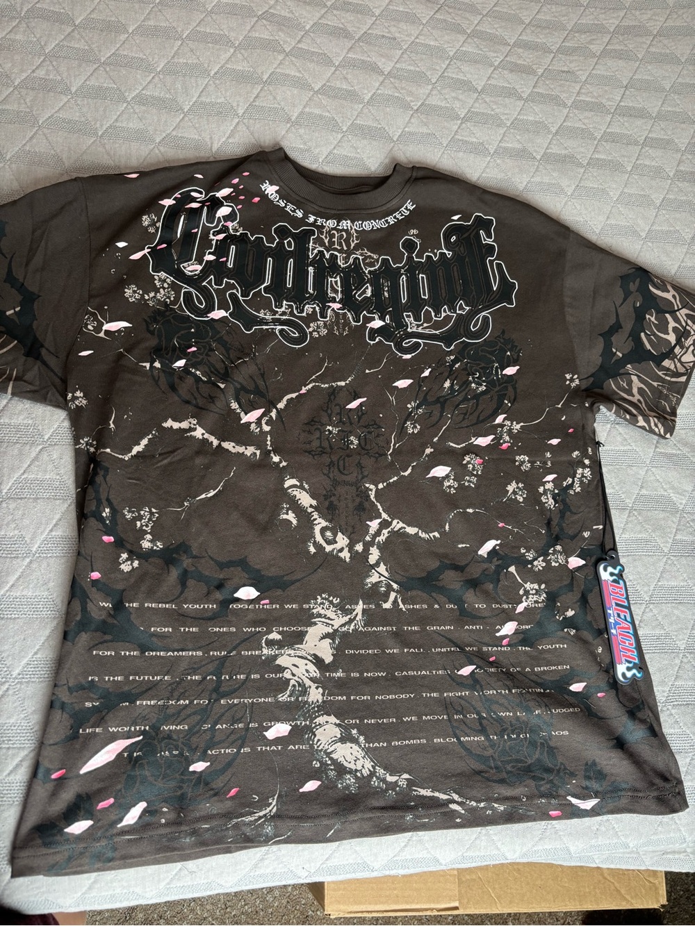 Civil Regime x BLEACH collab Graphic Short Sleeve Tee with Pink Sakura Detail